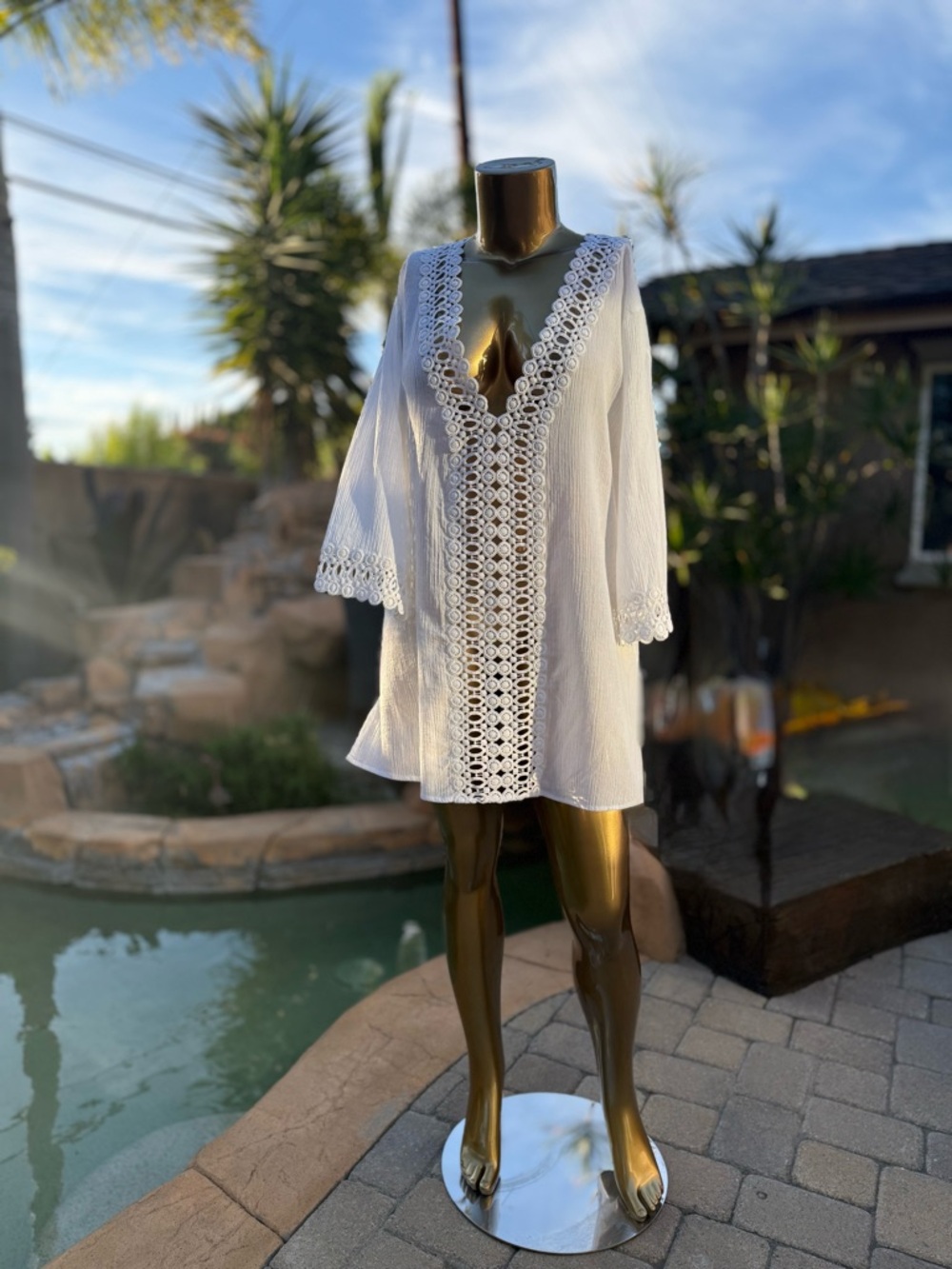 La Blanca White Cotton Sheer Tunic
